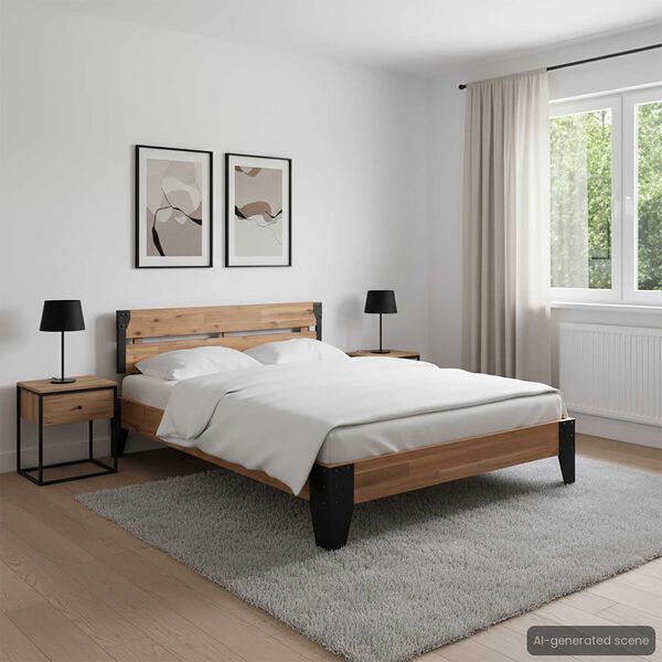 vidaXL Sengeramme heltre akasie 193x203 cm