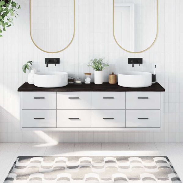 vidaXL Benkeplate til bad mørkebrun 180x50x(2-4) cm behandlet heltre