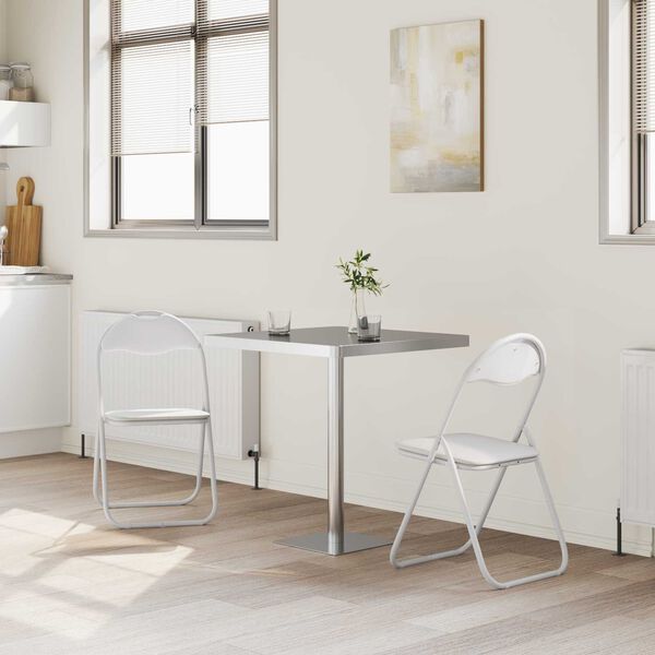 vidaXL Sammenleggbart stol 2 pcs Hvit og Gr&aring; 48 x 43,5 x 81 cm