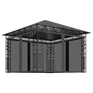vidaXL Paviljong med myggnett og LED-lysslynge 3x3x2,73 m antrasitt