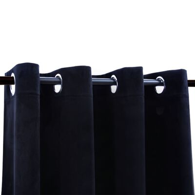 vidaXL Lystett gardin med metallringer fløyel svart 290x245 cm