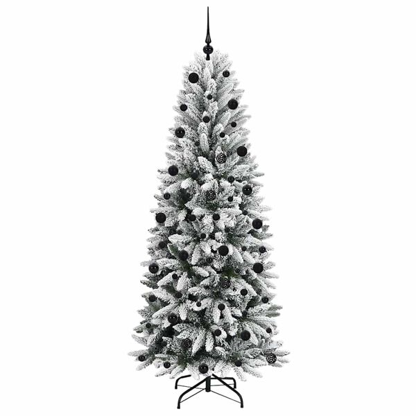 vidaXL Kunstig juletre med 300 LED Hvit 210 cm PVC, plast, st&aring;l og PE