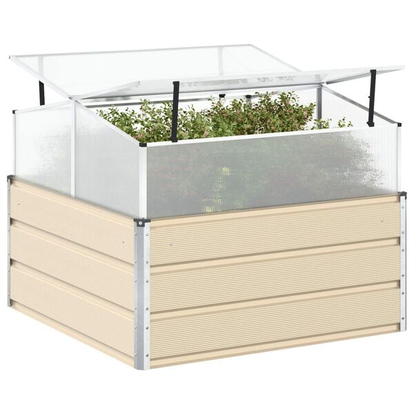 vidaXL Plantekassed Elfenben 100 x 100 x 77 cm Galvanisert St&aring;l