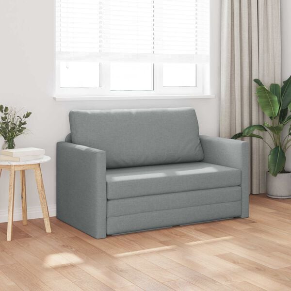 vidaXL 2-seters sammenleggbart sovesofa Lysegr&aring; 124 x 71 x 78 cm stoff