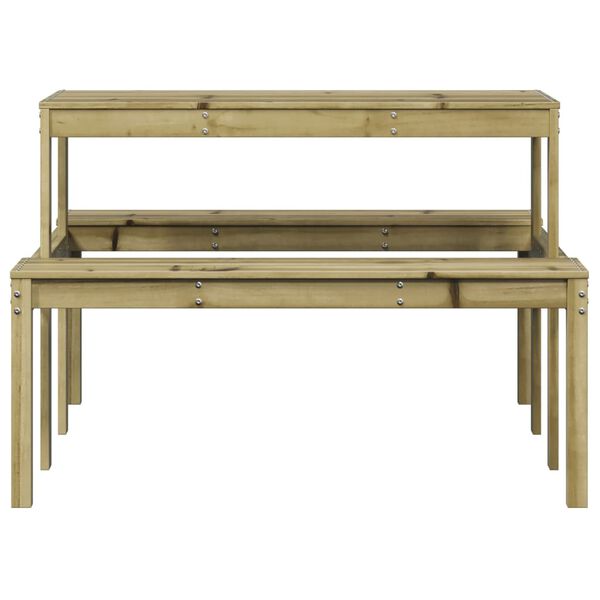 vidaXL Piknikbord 110x134x75 cm impregnert furu