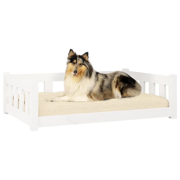 vidaXL Hundeseng hvit 95,5 x 65,5 x 28 cm heltre furu
