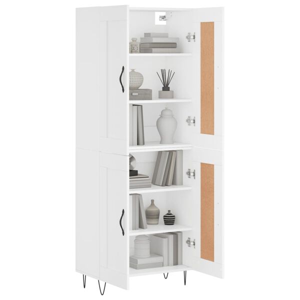 vidaXL Highboard hvit 69,5x34x180 cm konstruert tre