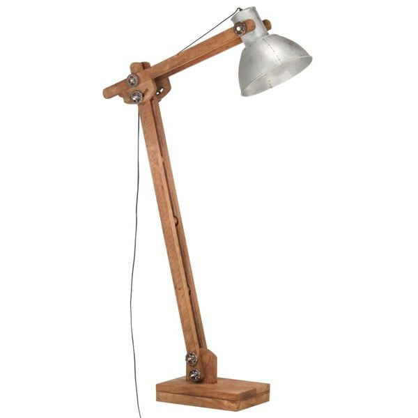 vidaXL Gulvlampe s&oslash;lv heltre mango E27