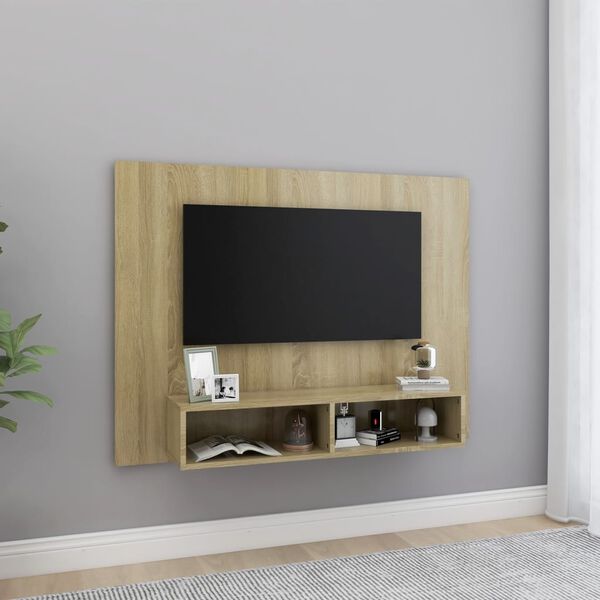 vidaXL Veggmontert TV-benk sonoma eik 120x23,5x90 cm konstruert tre