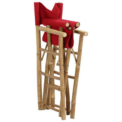 vidaXL Sammenleggbare regissørstoler 2 stk rød bambus og stoff