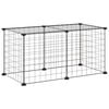 vidaXL Dyrebur 8 paneler svart 70x35x35 cm st&aring;l
