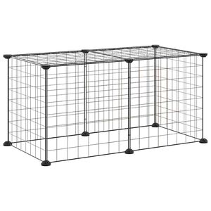 vidaXL Dyrebur 8 paneler svart 70x35x35 cm st&aring;l