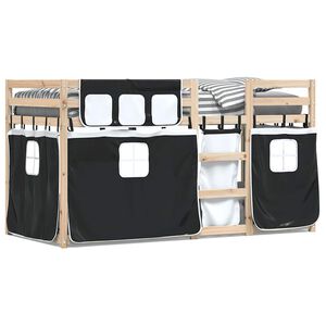 vidaXL K&oslash;yeseng for barn gardiner hvit og svart 90x200 cm heltre furu