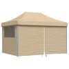 vidaXL Sammenleggbart partytelt pop-up med 4 sidevegger beige