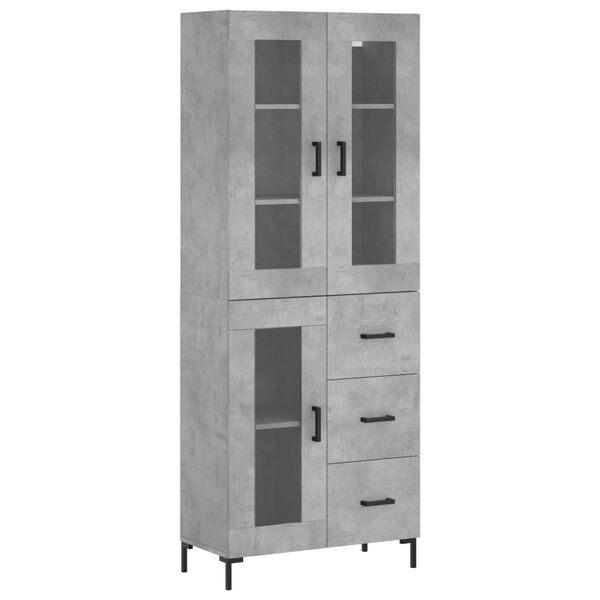 vidaXL Highboard betonggr&aring; 69,5x34x180 cm konstruert tre