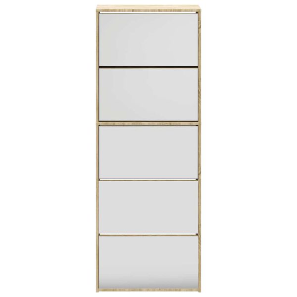 vidaXL Skoskap 5 hyller speil eik 63x17x169,5 cm