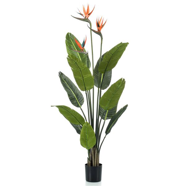 Emerald Kunstig plante Strelitzia i potte med blomster 120 cm