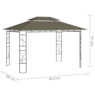 vidaXL Paviljong 4x3x2,7 m gråbrun 160 g/m²