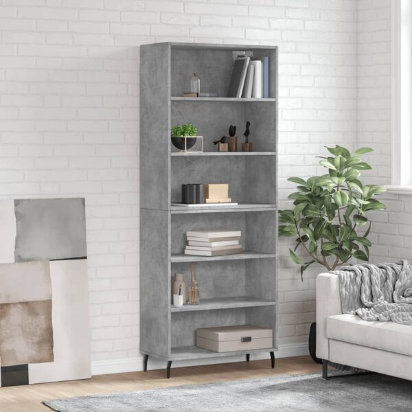 vidaXL Highboard betonggr&aring; 69,5x32,5x180 cm konstruert tre