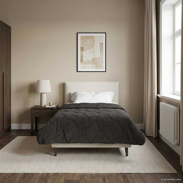 vidaXL Vinter Dynen Antrasitt 135 x 200 cm Mikrofiber og Teddy fleece