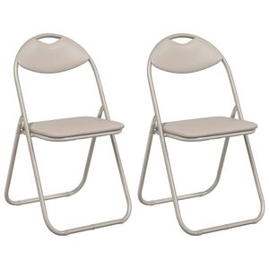 vidaXL Sammenleggbart stol 2 stk. Kunstl&aelig;r sand 48 x 43,5 x 81 cm