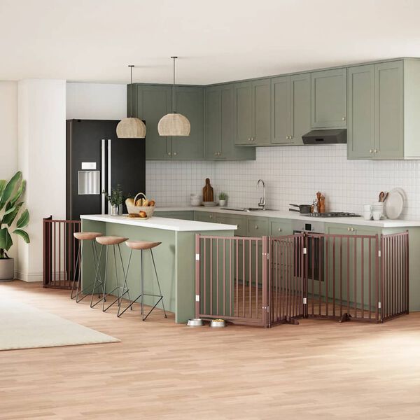 vidaXL Hundeport sammenleggbar 10 paneler brun 800 cm poppeltre