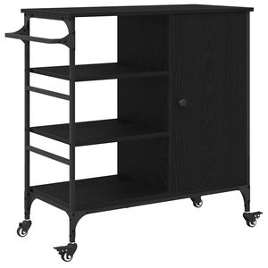 vidaXL Kj&oslash;kkenvogn Svart Eik 87,5 x 39 x 84,5 cm Konstruert tre
