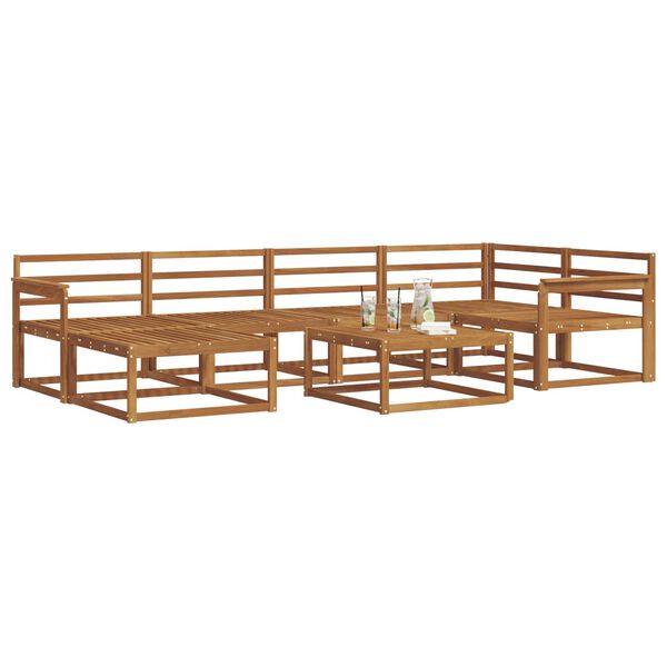 vidaXL Utend&oslash;rs sofa-sett 7 pcs Naturlig Solid akasietre