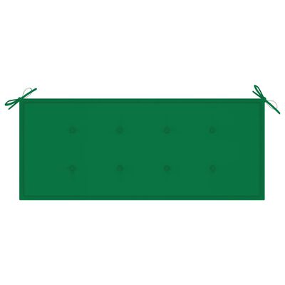 vidaXL Batavia benk med grønn pute 120 cm heltre teak