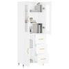 vidaXL Highboard hvit 69,5x34x180 cm konstruert tre