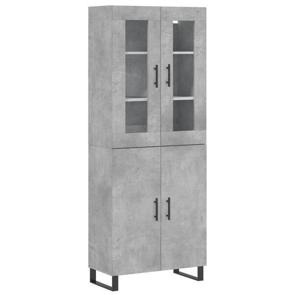 vidaXL Highboard betonggr&aring; 69,5x34x180 cm konstruert tre