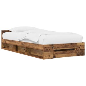 vidaXL Sengeramme med oppbevaring med skuff Gammelt tre 80 x 200 cm