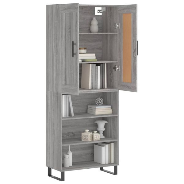 vidaXL Highboard gr&aring; sonoma 69,5x34x180 cm konstruert tre