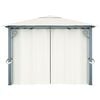 vidaXL Paviljong med gardin og LED-strenglys 4x3 m krem aluminium