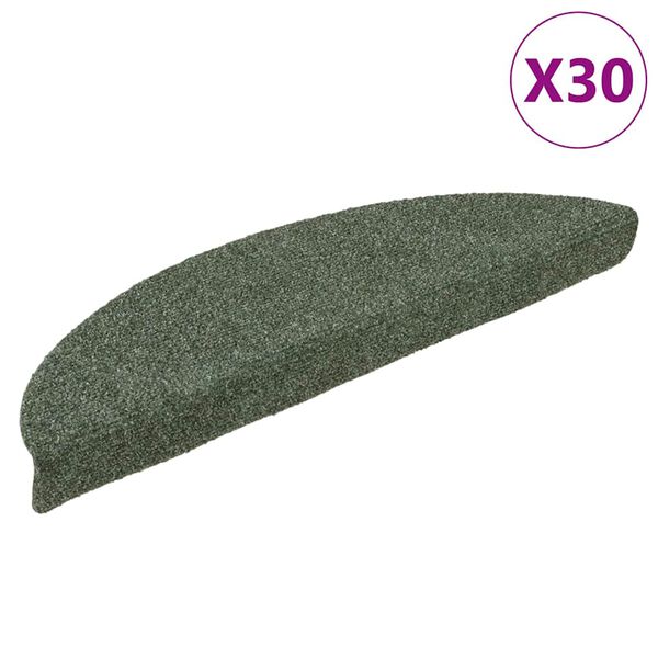 vidaXL Trappematter selvklebende 30 stk 56x17x3 cm gr&oslash;nne halvrund