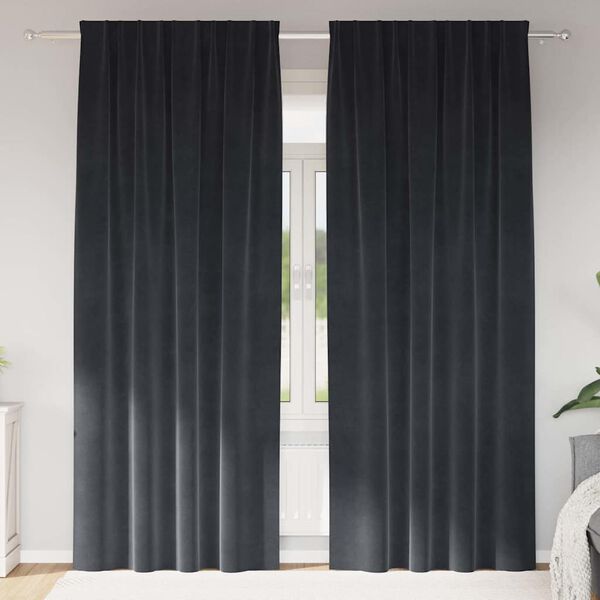 vidaXL Blendingsgardiner 2 pcs M&oslash;rkegr&aring; 140 x 245 cm Fl&oslash;yel