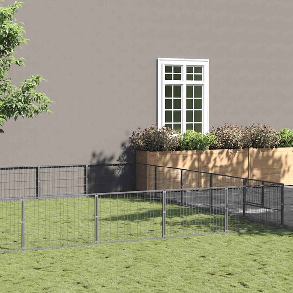 vidaXL Hundeg&aring;rd s&oslash;lv 45 m&sup2; st&aring;l