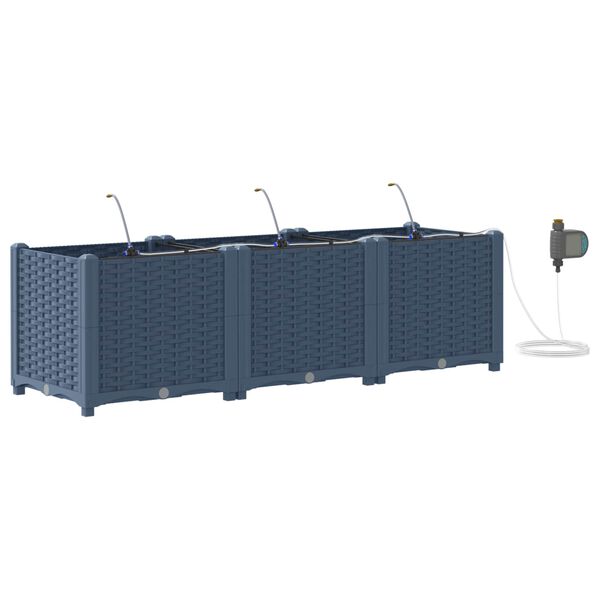 vidaXL Hageblomsterpotte 3 pcs Gr&aring; 120 x 40 x 37,5 cm Plast