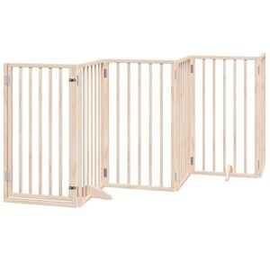 vidaXL Hundegrind med d&oslash;r sammenleggbar 6 paneler 300 cm poppeltre