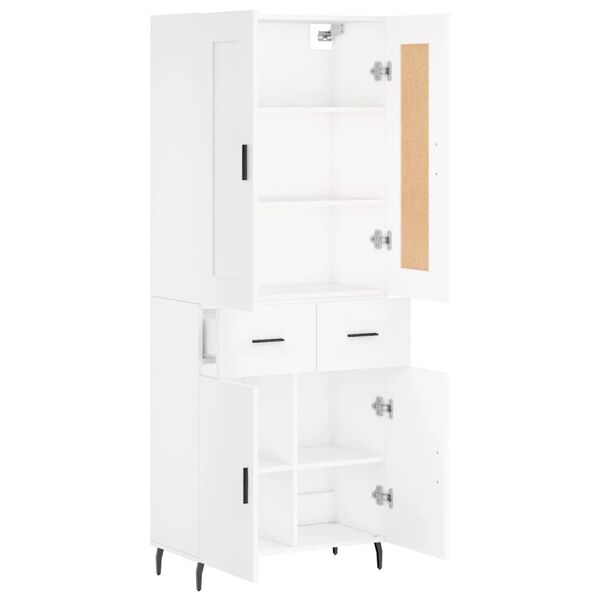 vidaXL Highboard hvit 69,5x34x180 cm konstruert tre