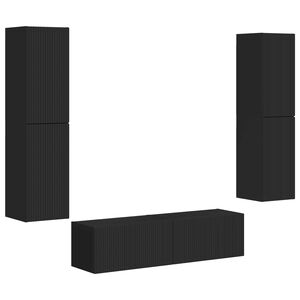 vidaXL TV-benksett 6 pcs Svart Konstruert tre