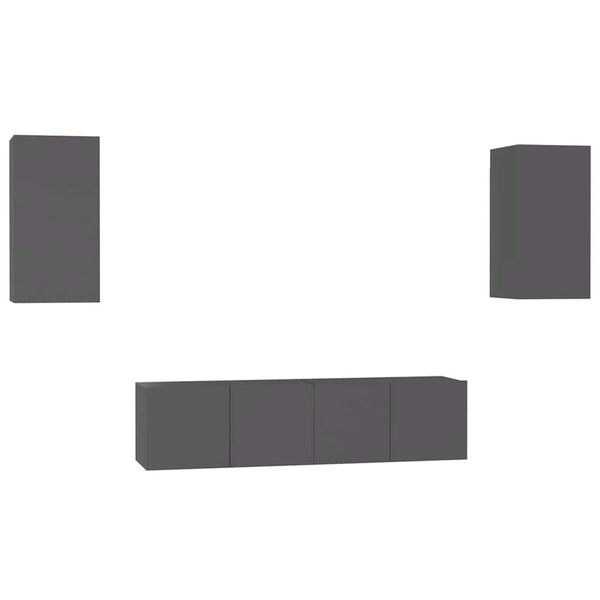 vidaXL TV-benksett 4 deler gr&aring; konstruert tre