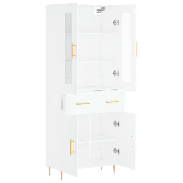 vidaXL Highboard hvit 69,5x34x180 cm konstruert tre