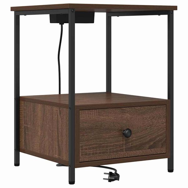 vidaXL Nattbordskap med skuff Brun Eik 42 x 41 x 56 cm Konstruert tre