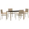 vidaXL Hage Spisegruppe 5 stk. Beige polyrotting