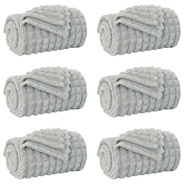 vidaXL Kastepledd 6 pcs Gr&aring; 150 x 130 cm Fleece