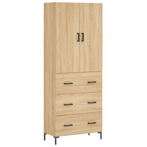 vidaXL Highboard sonoma eik 69,5x34x180 cm konstruert tre