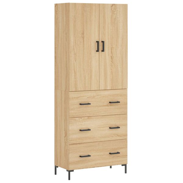 vidaXL Highboard sonoma eik 69,5x34x180 cm konstruert tre