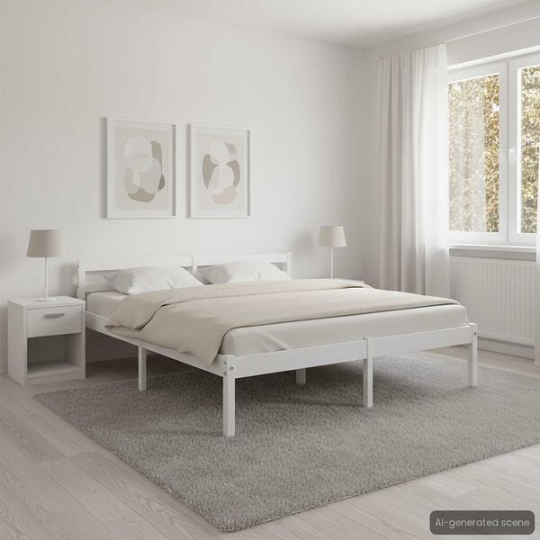 vidaXL Sengeramme hvit heltre furu 160x200 cm