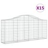 vidaXL Gabionkurver buede 15 stk 200x30x80/100 cm galvanisert jern